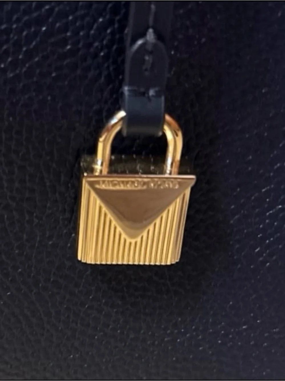 Michael Kors Black Leather MeMini Satchel with Gold Hardware